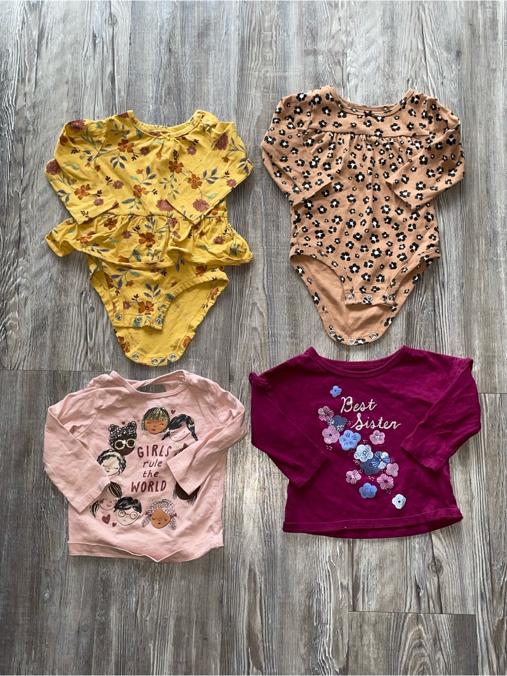 Baby Girl Body Suits with Long Sleeve Winter Shirts - 12M